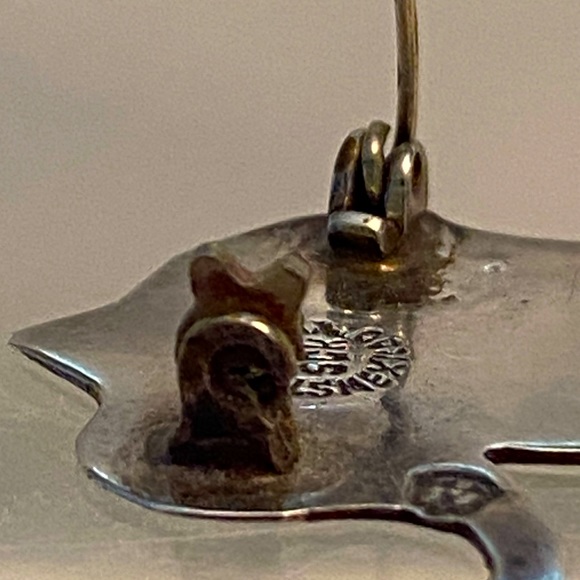 Vintage SCK Taxco Sterling Silver Abalone Elephant Pin Mexico Signed 1' x 1.16" - Picture 6 of 8